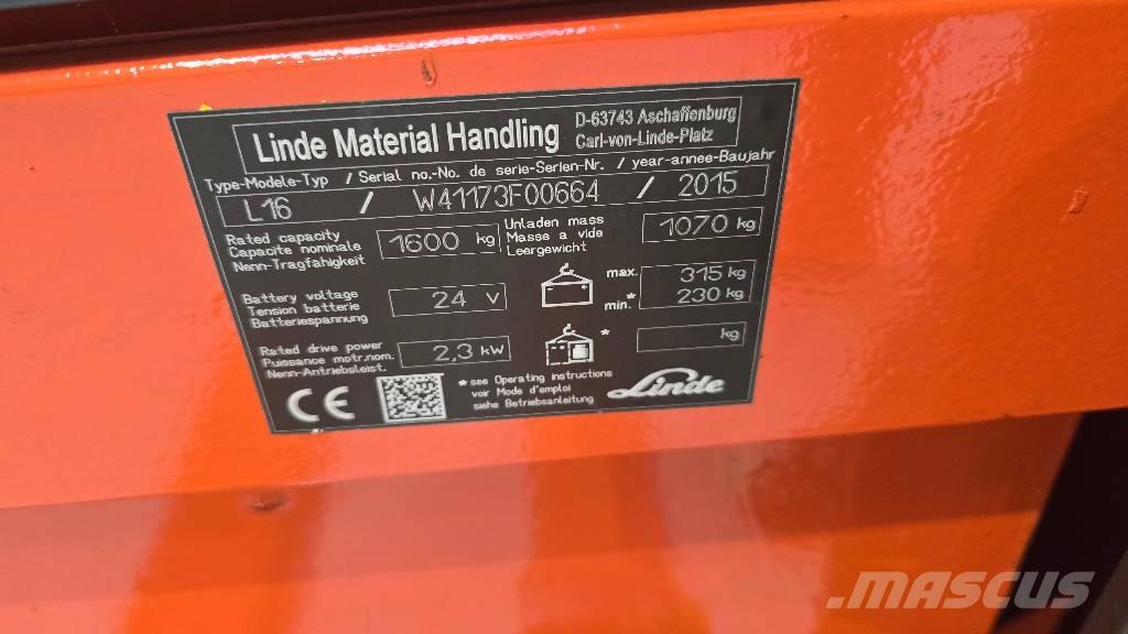 Linde L 16 Apiladores eléctricos