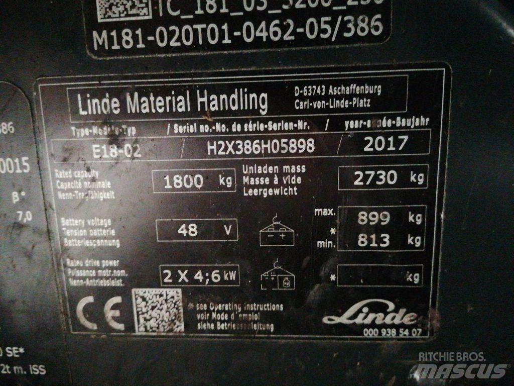 Linde E18-02 Carretillas de horquilla eléctrica