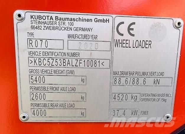 Kubota R 070 Cargadoras sobre ruedas