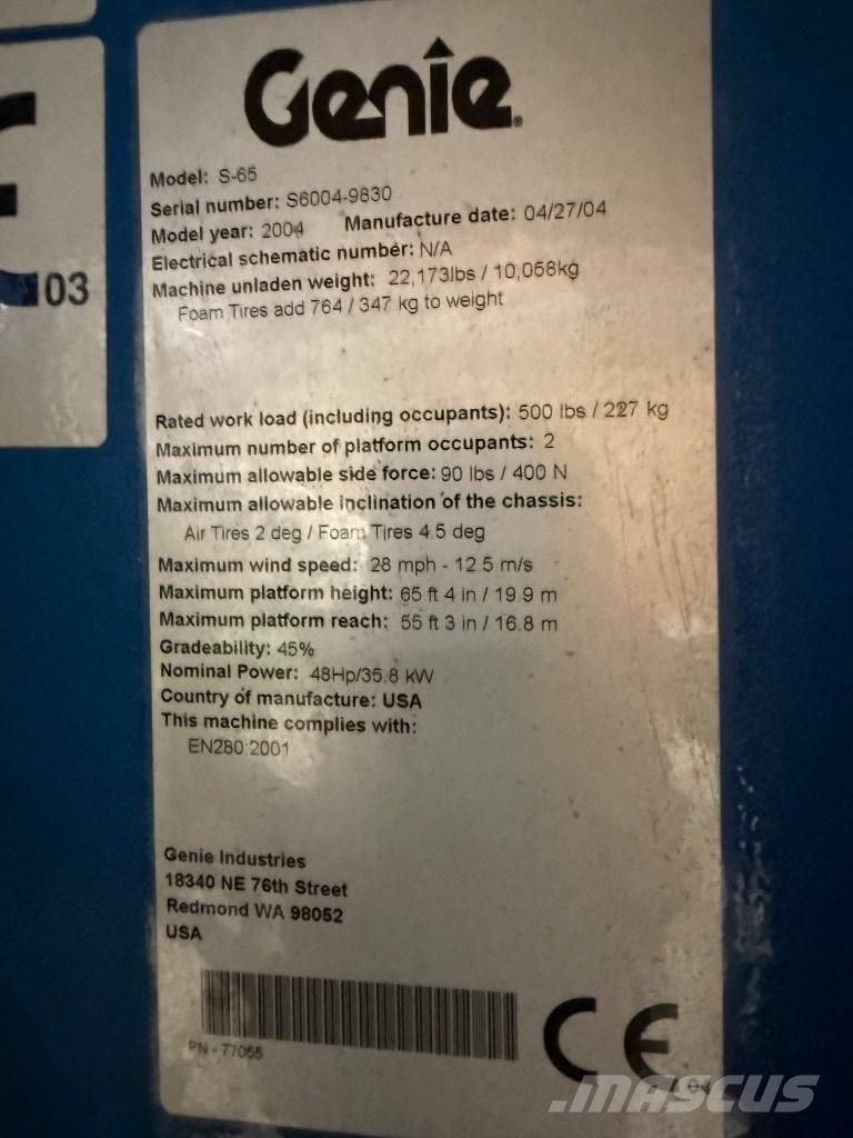 Genie S 65 Plataforma de trabajo articulada