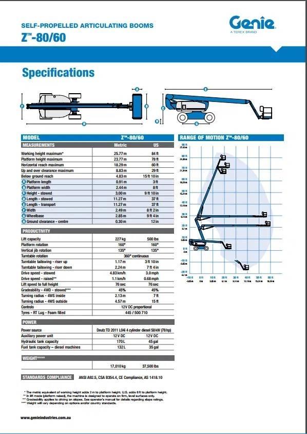 Genie Z80/60 Plataforma de trabajo articulada