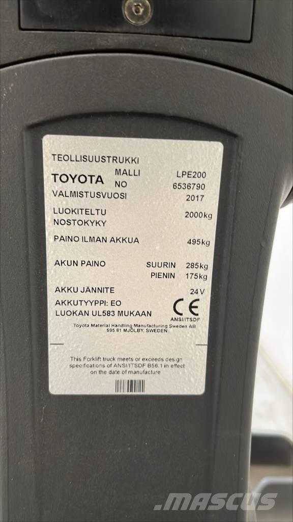 Toyota BT LPE 200 Transpaletas Eléctricas con plataforma