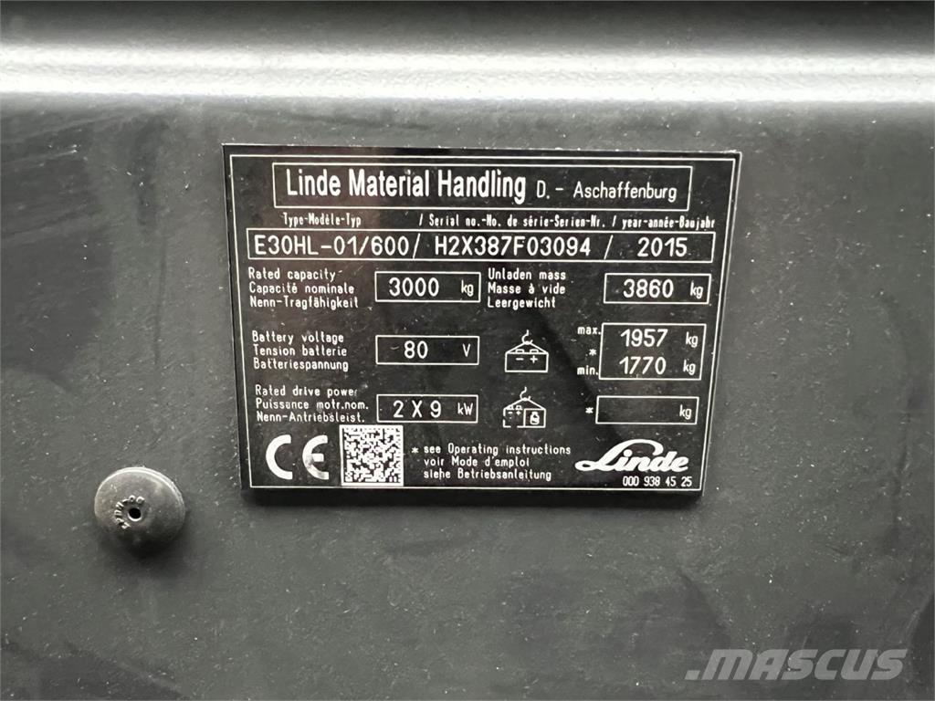 Linde E30/600HL Carretillas de horquilla eléctrica