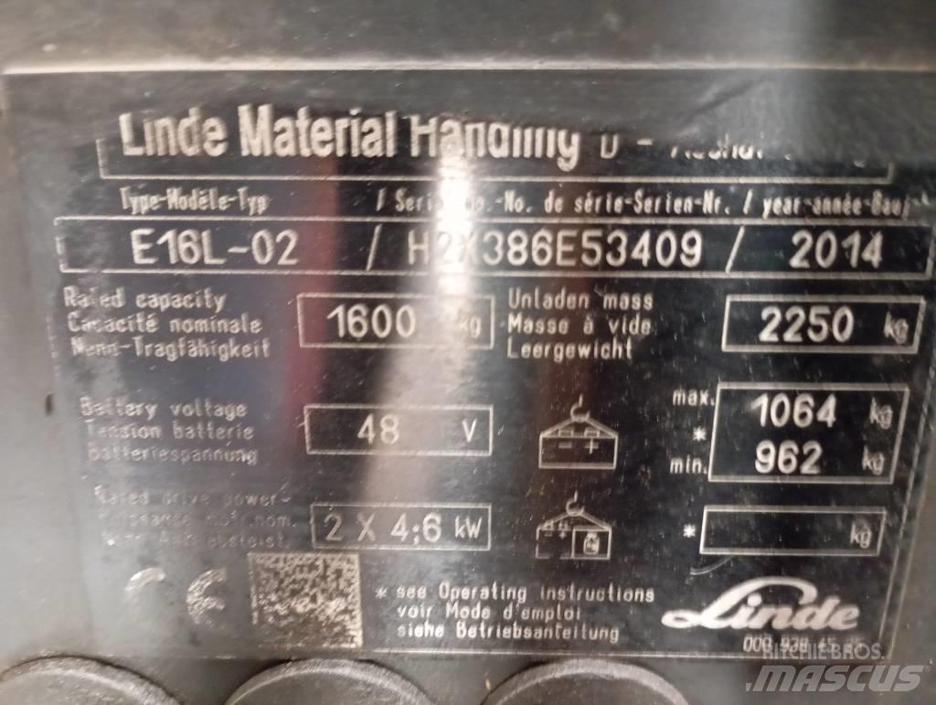 Linde E 16 Carretillas de horquilla eléctrica