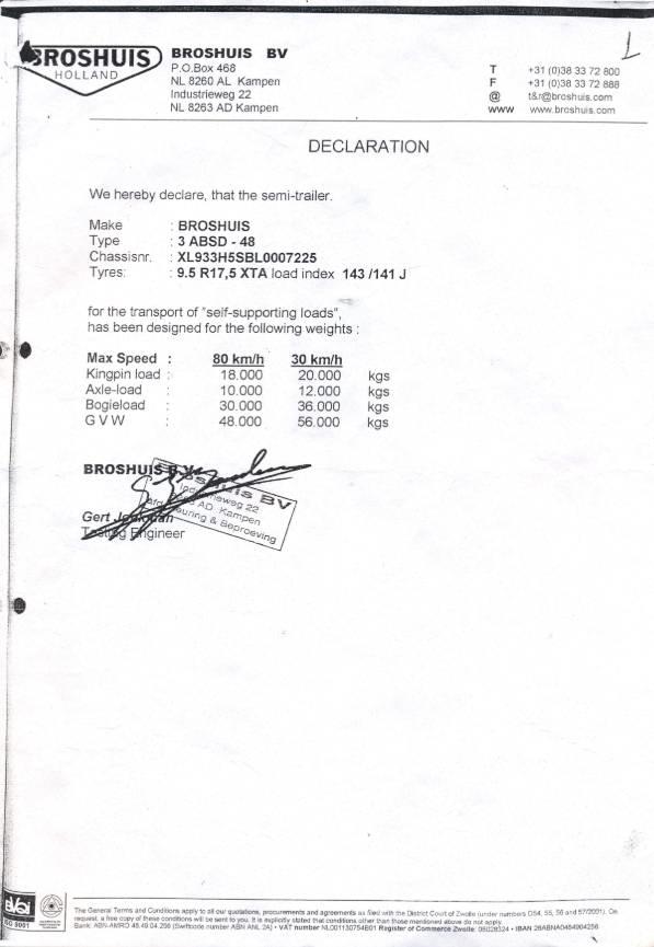 Broshuis 3ABSD-48 Semirremolques de plataformas planas/laterales abatibles