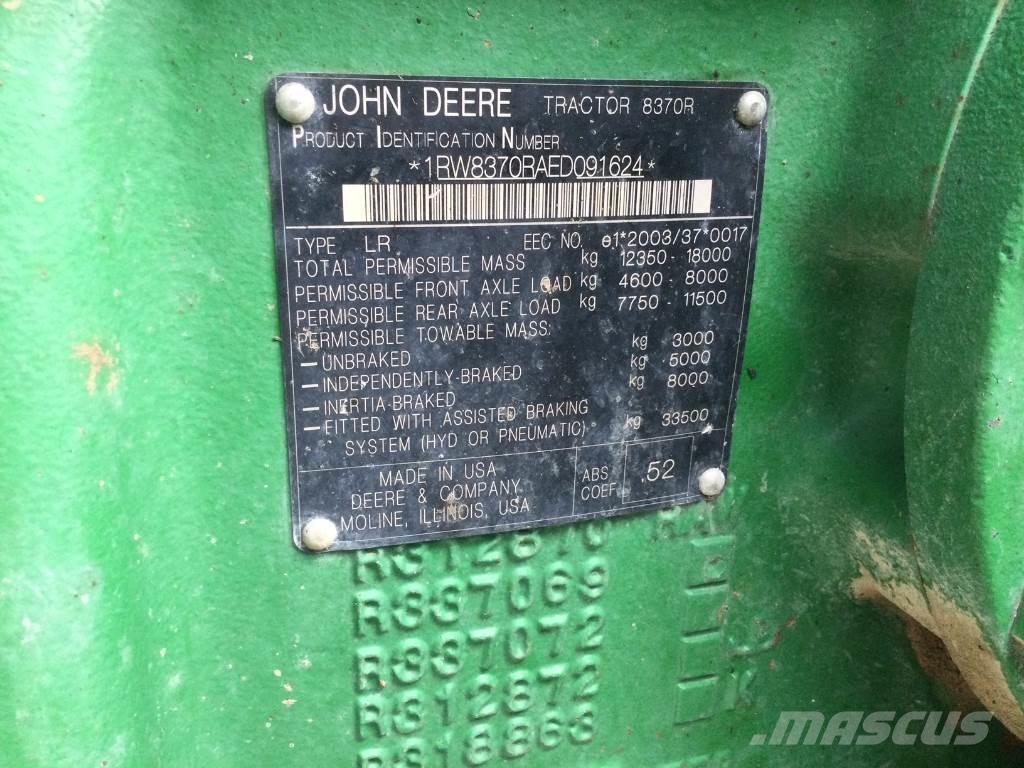 John Deere 8370R Tractores