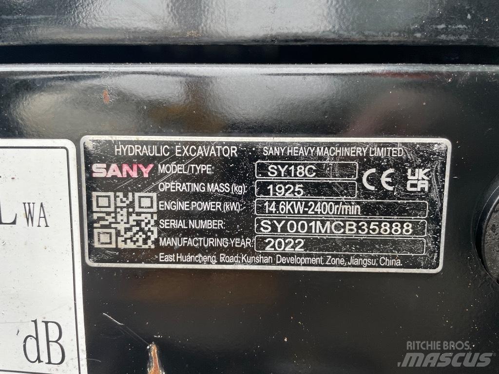 Sany SY 18 C Mini excavadoras < 7t