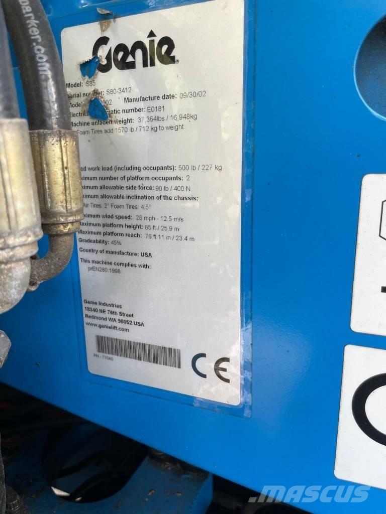 Genie S 85 Plataformas de trabajo telescópica