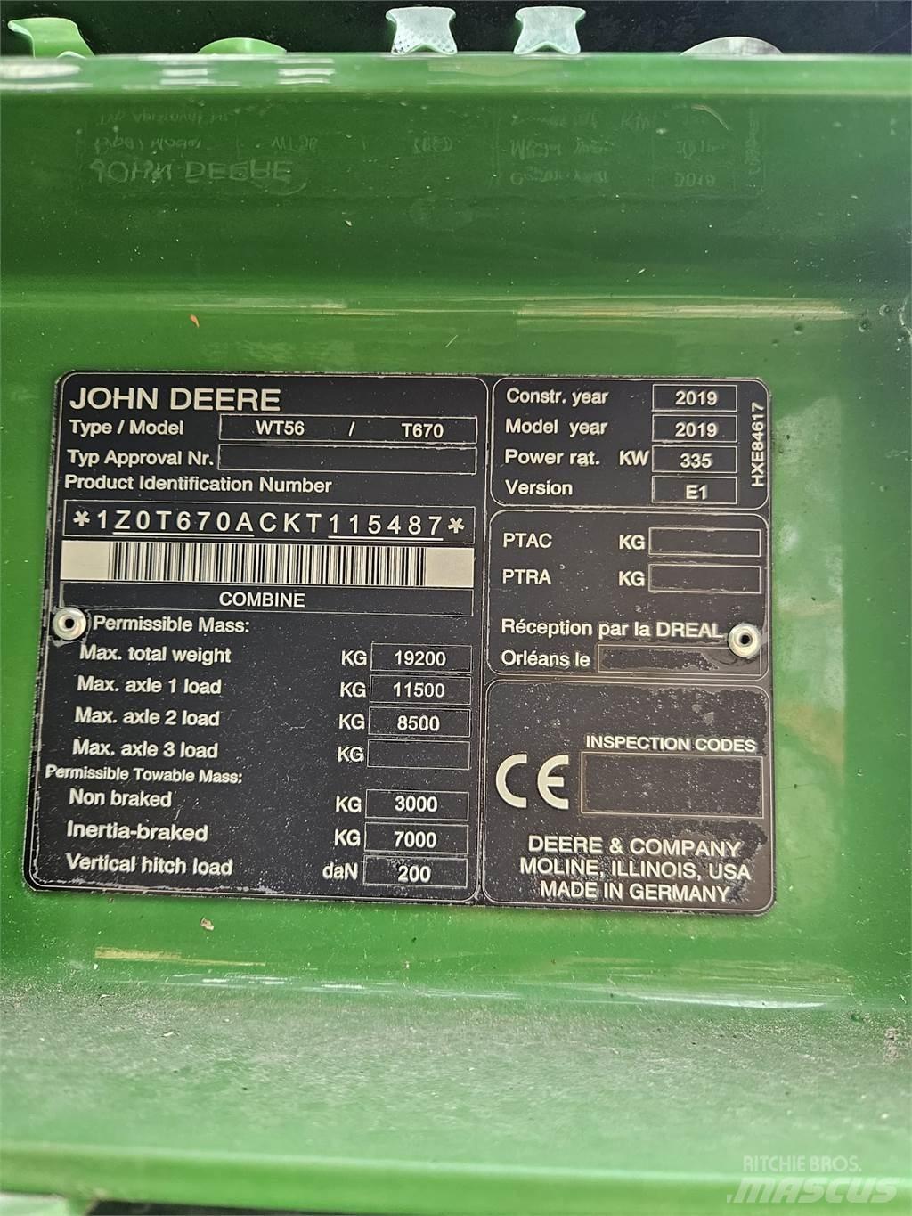 John Deere T670i Cosechadoras combinadas