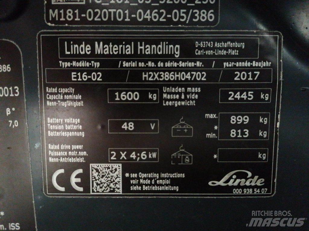 Linde E16-02 Carretillas de horquilla eléctrica