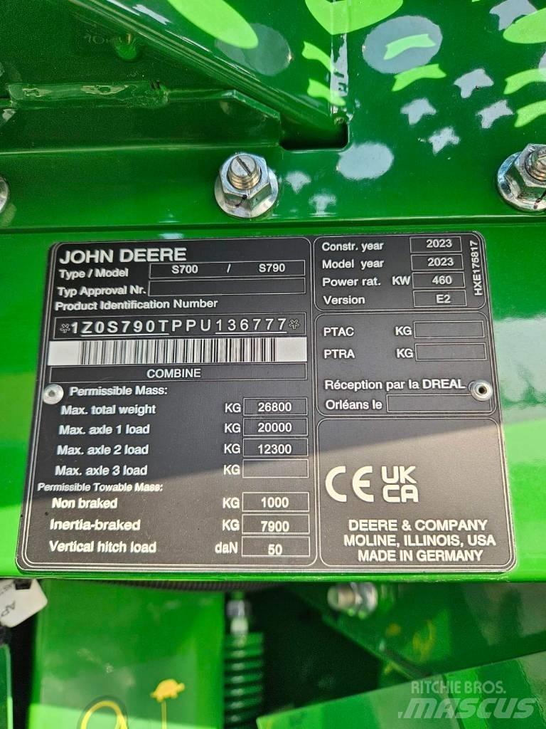 John Deere S790 Cosechadoras combinadas