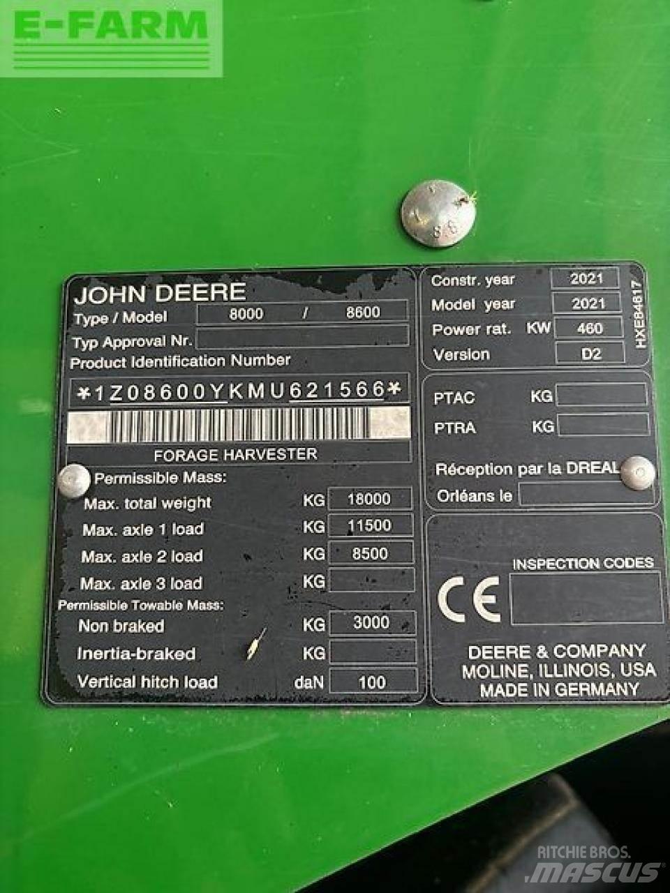 John Deere 8600 Picadoras de forraje autopropulsadas