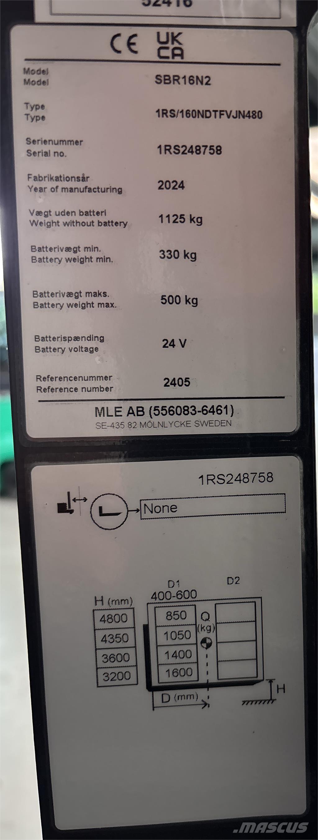 Mitsubishi SBR16N2 Apiladores eléctricos autopropulsados