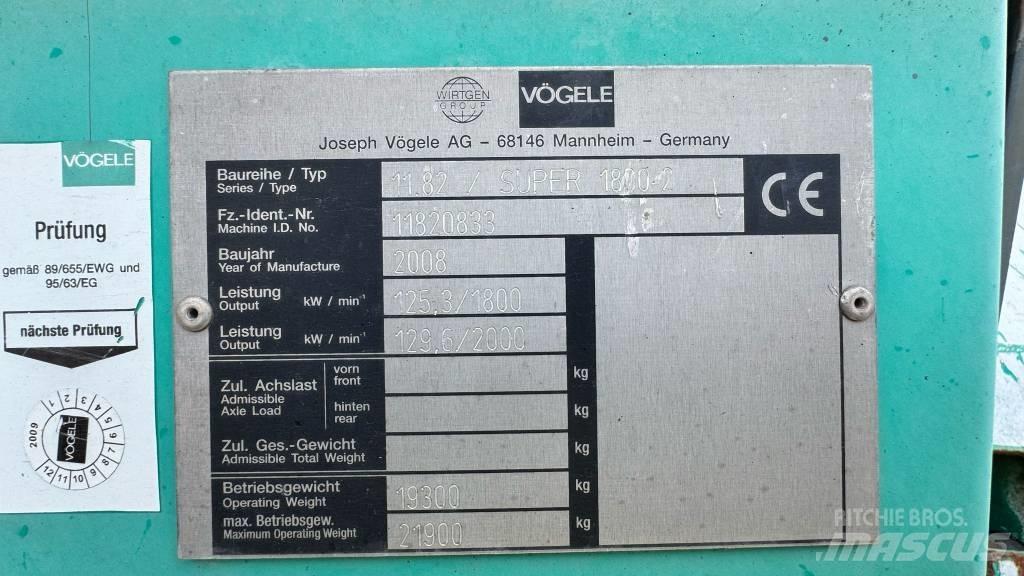 Vögele Super 1800-2 Asfaltadoras