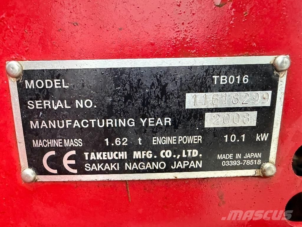 Takeuchi TB 016 Mini excavadoras < 7t