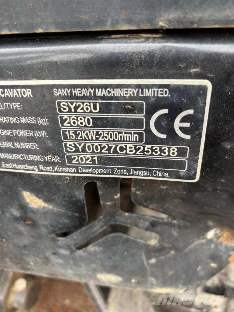 Sany SY 26 U Mini excavadoras < 7t