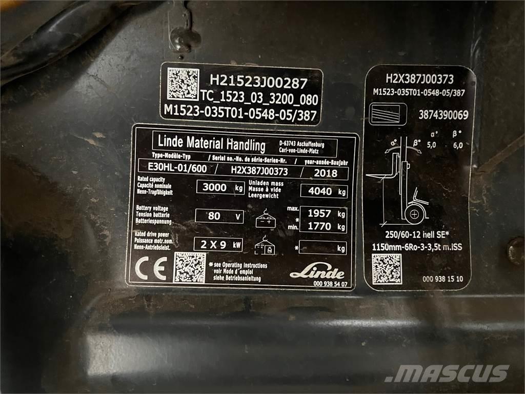 Linde E30/600HL Carretillas de horquilla eléctrica