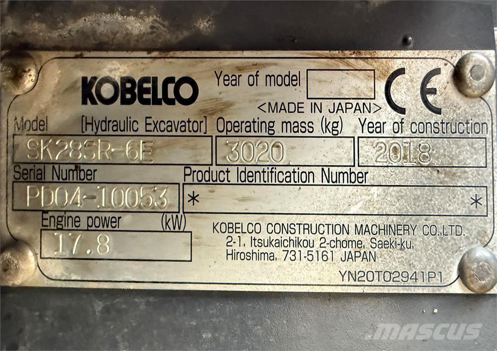 Kobelco SK28SR-6E Mini excavadoras < 7t