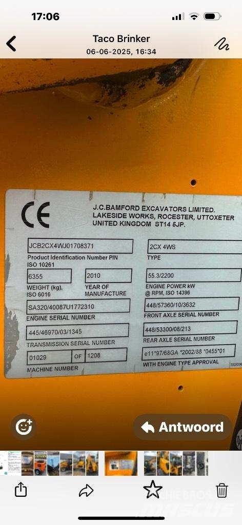 JCB 2 CX 4WS Retrocargadoras