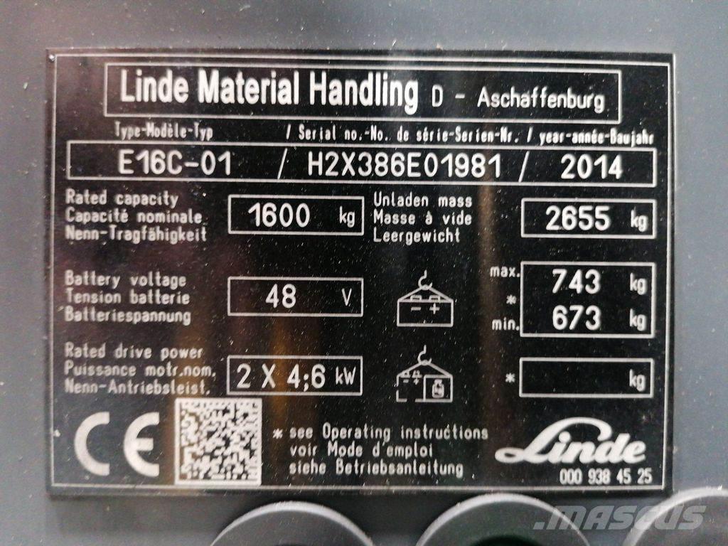 Linde E16C-01 Carretillas de horquilla eléctrica