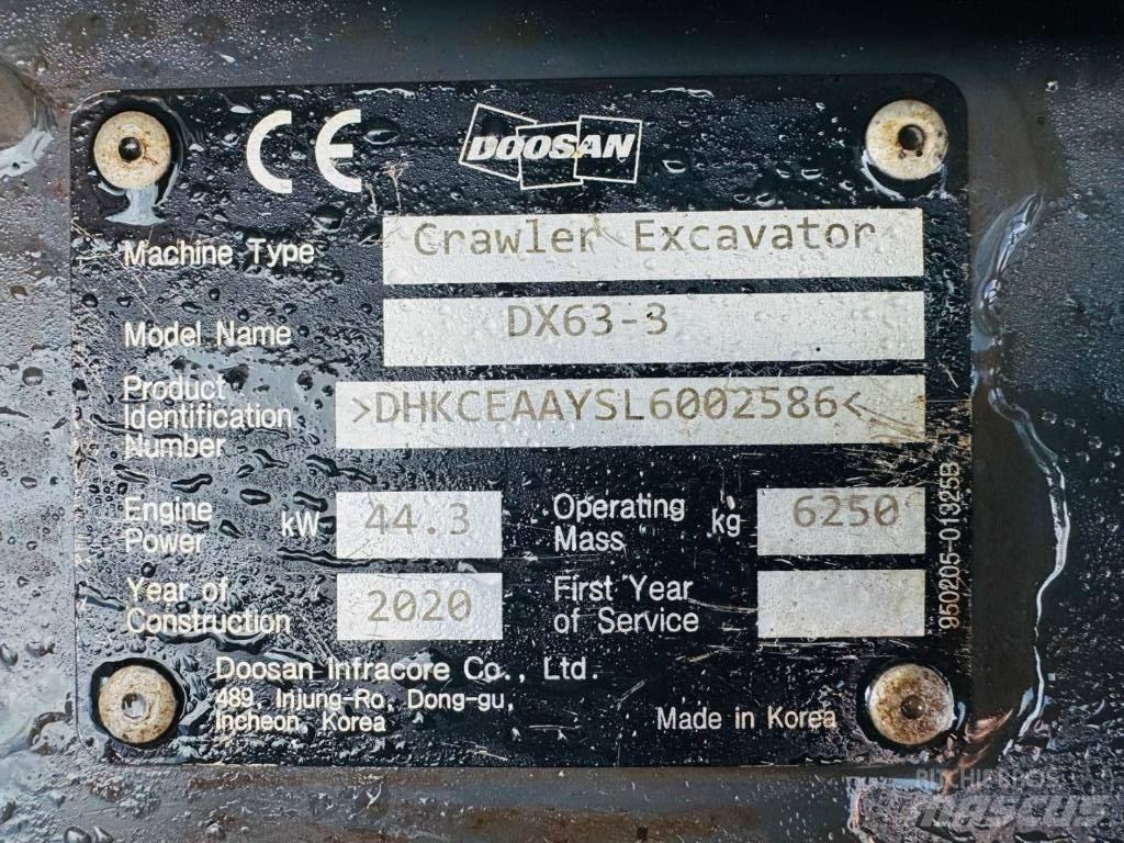 Doosan DX 63-3 Excavadoras de cadenas