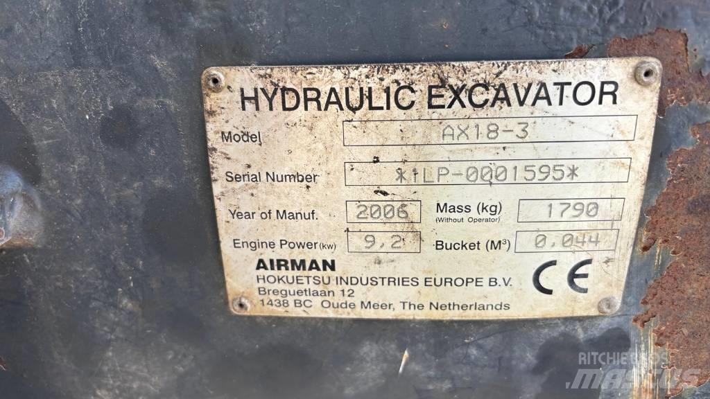 Airman AX 18-3 Mini excavadoras < 7t
