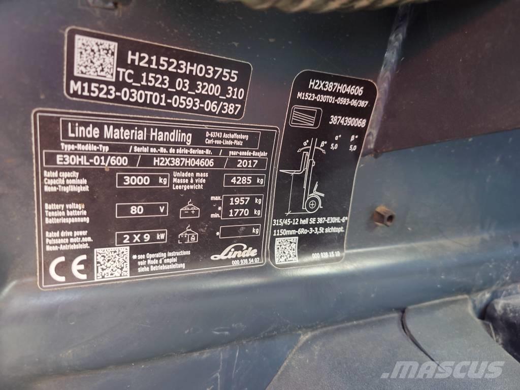 Linde E30/600HL/387 Carretillas de horquilla eléctrica