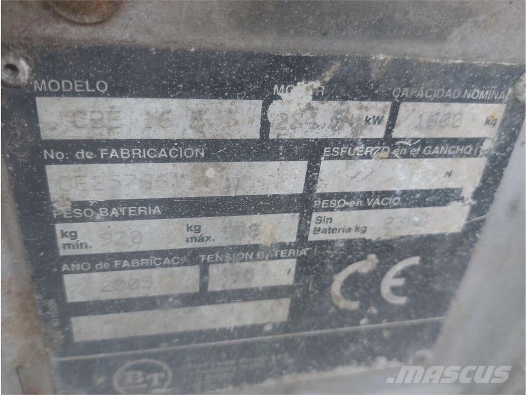 BT CBE1.6F Carretillas de horquilla eléctrica