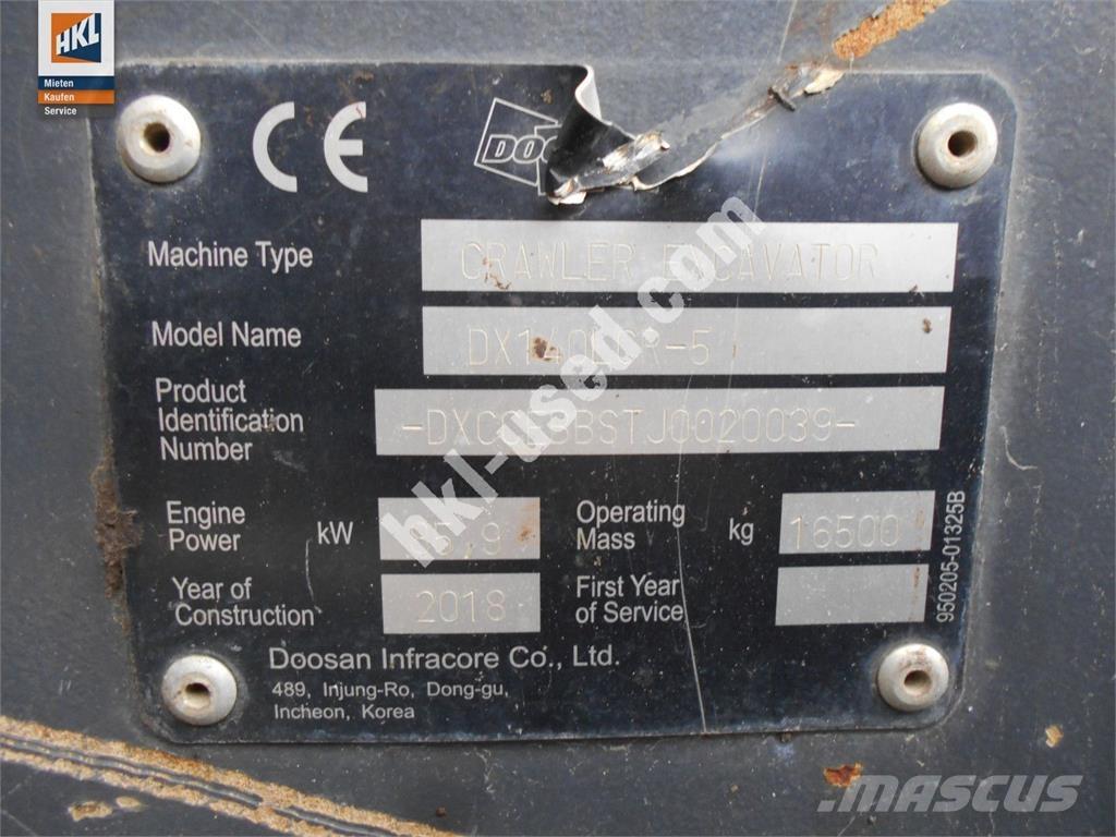 Doosan DX 140 LCR-5 Excavadoras de cadenas