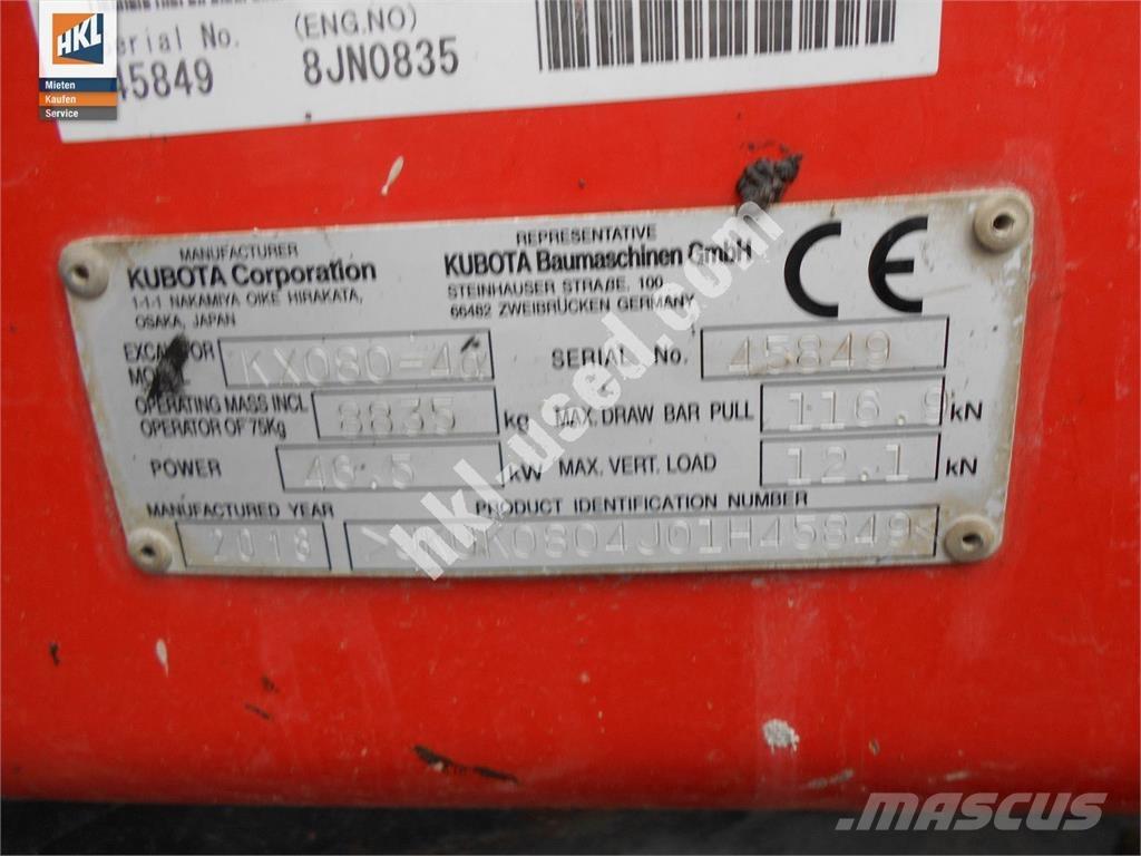 Kubota KX 080-4 Mini excavadoras < 7t
