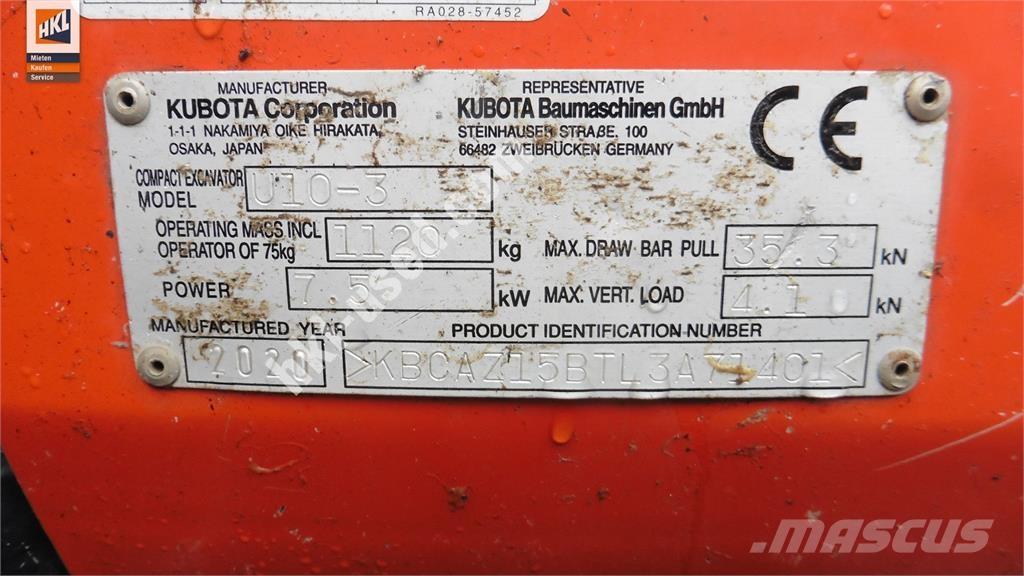 Kubota U 10-3 Mini excavadoras < 7t