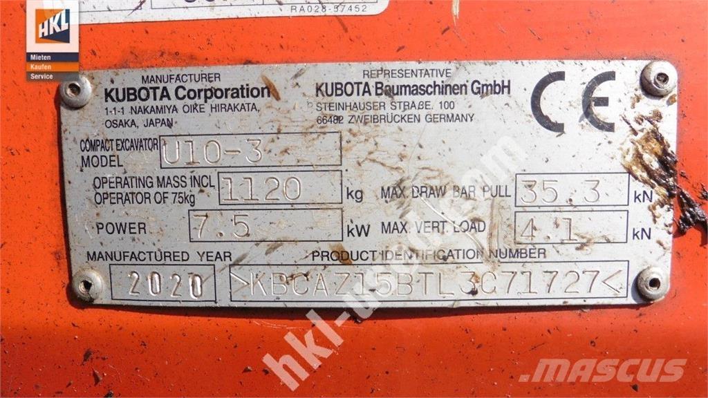Kubota U 10-3 Mini excavadoras < 7t