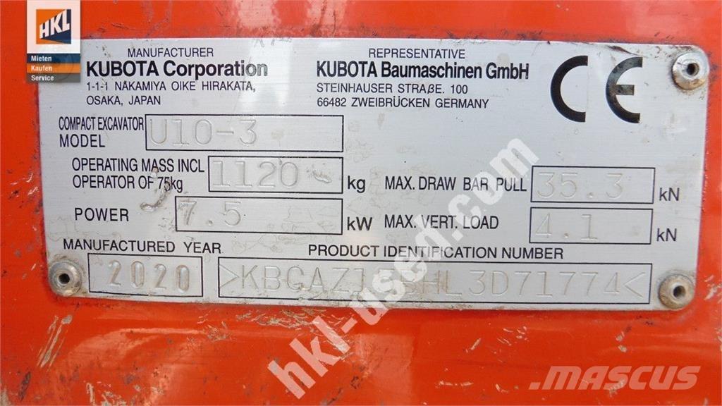 Kubota U 10-3 Mini excavadoras < 7t