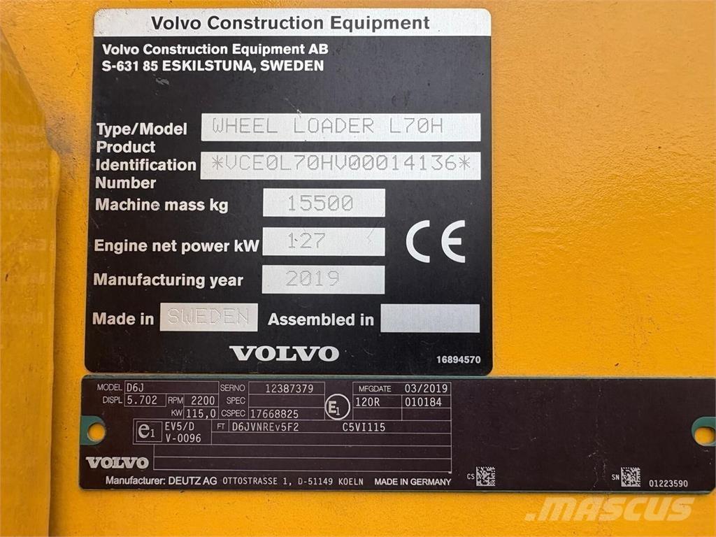 Volvo L70H Cargadoras sobre ruedas
