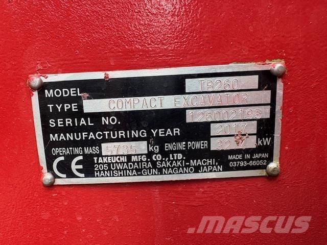 Takeuchi TB260 Excavadoras 7t - 12t