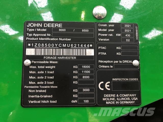 John Deere 8500 Cosechadoras de forraje