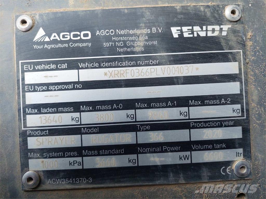 Fendt ROGATOR 366 Pulverizadores arrastrados