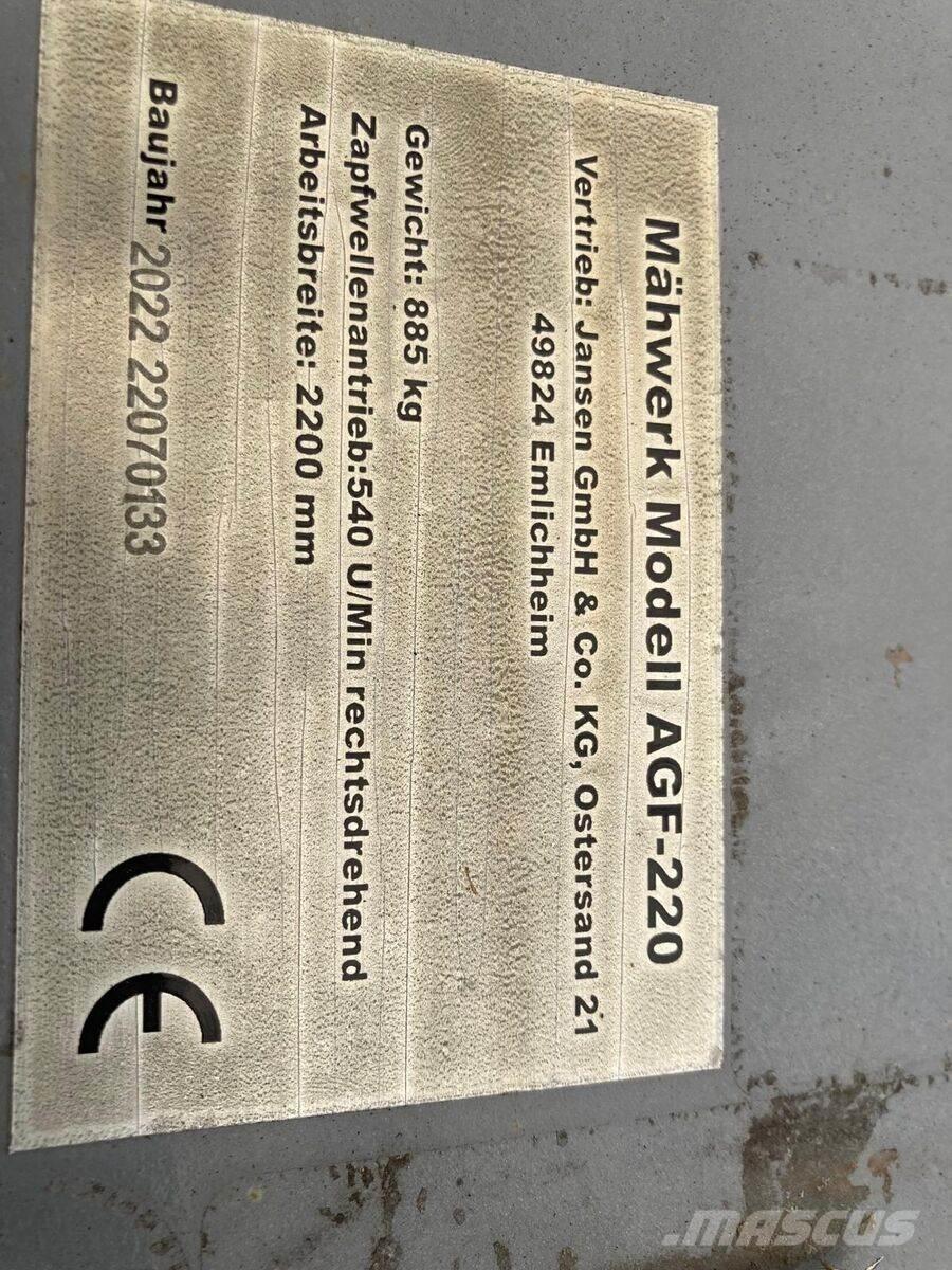 Jansen AGF 220 Segadoras y cortadoras de hojas para pastos