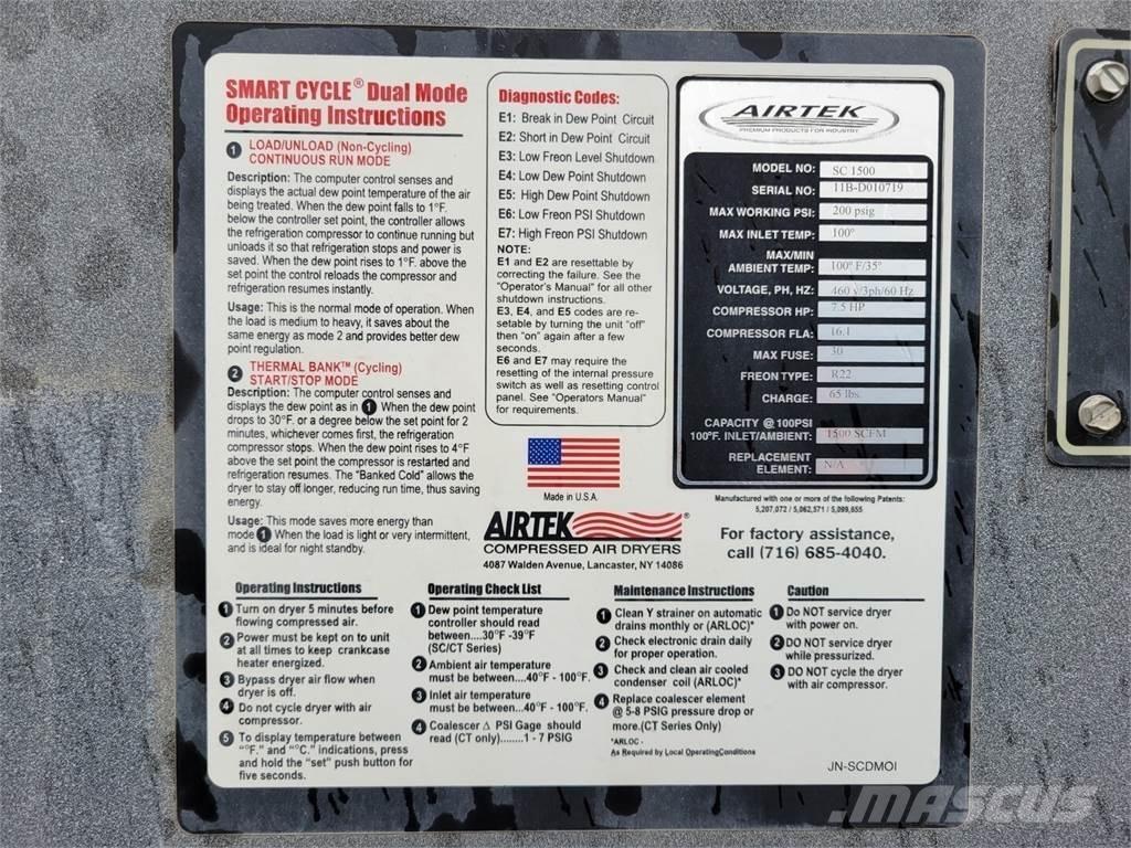  AIRTEK SC 1500 Secadores de aire comprimido