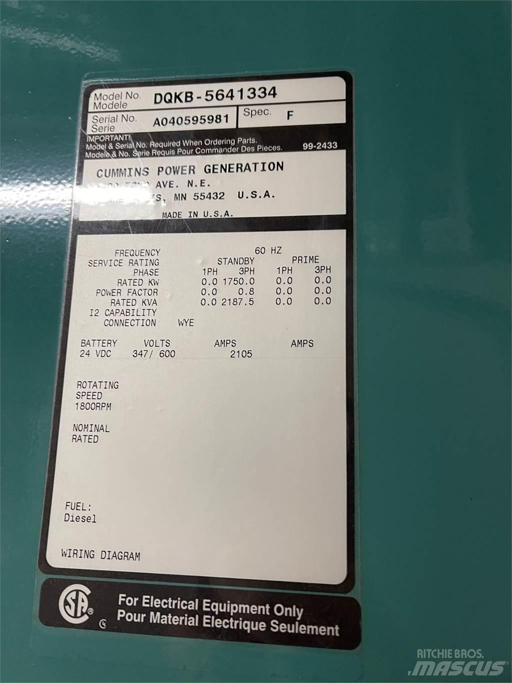 Cummins DQKB-5641334 Generadores diesel