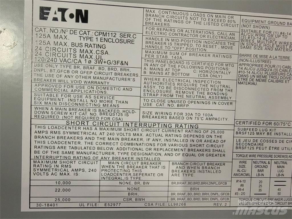 Eaton PM112 Construcción - Otros