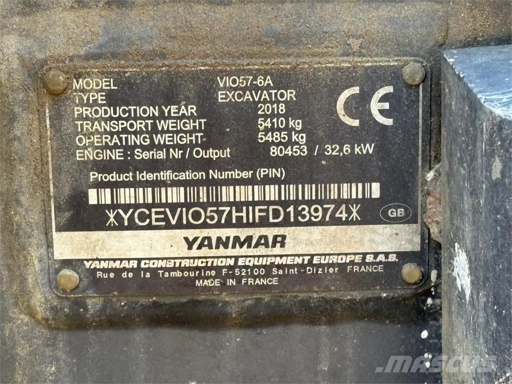 Yanmar VIO 57-6A Mini excavadoras < 7t