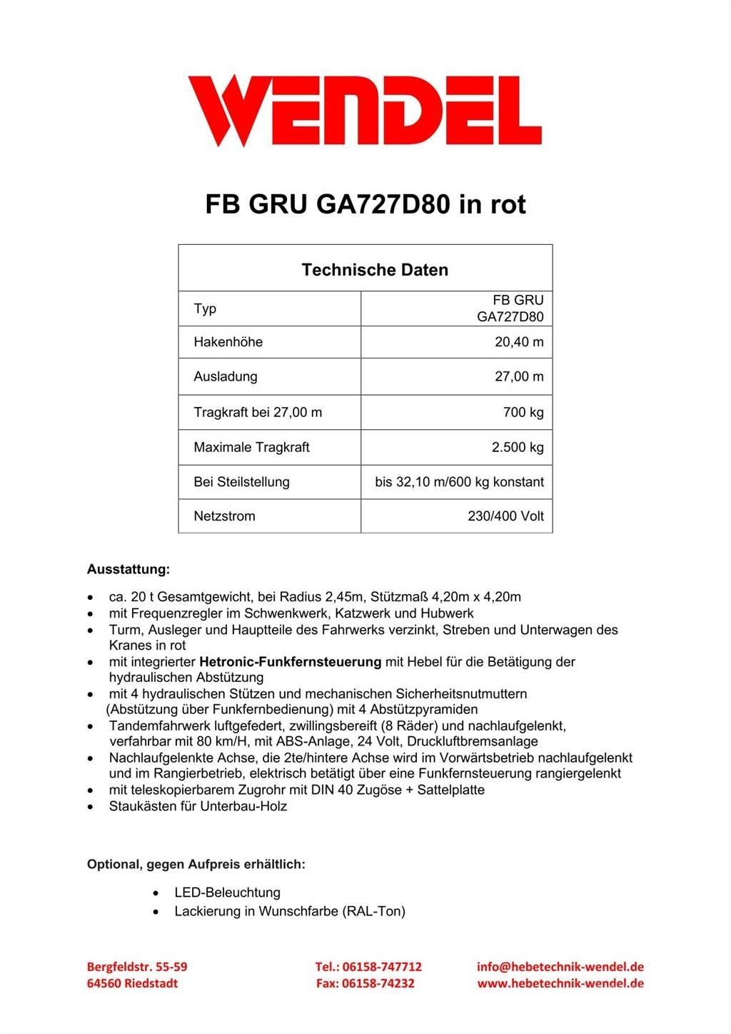 FB GRU GA727D80 Grúas torre