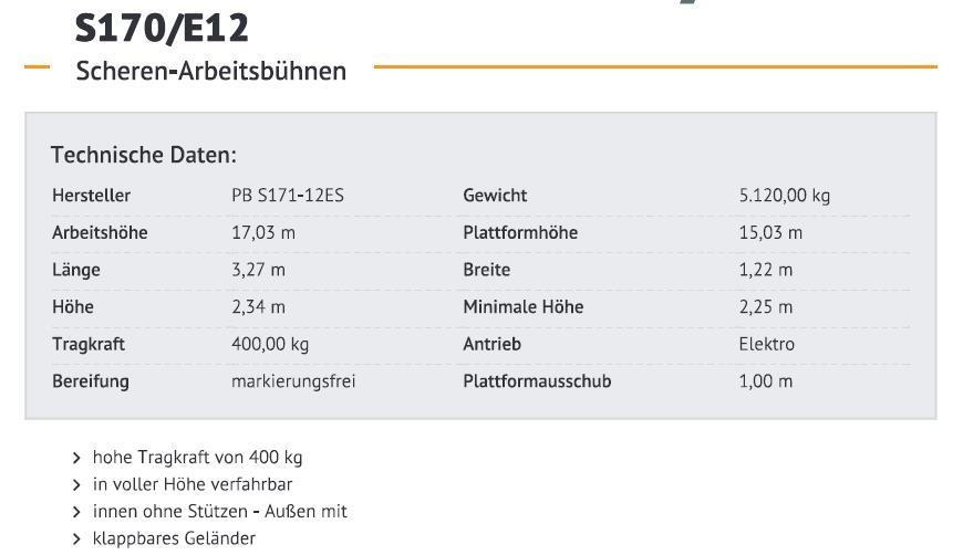 PB S171-12ES Plataformas tijera