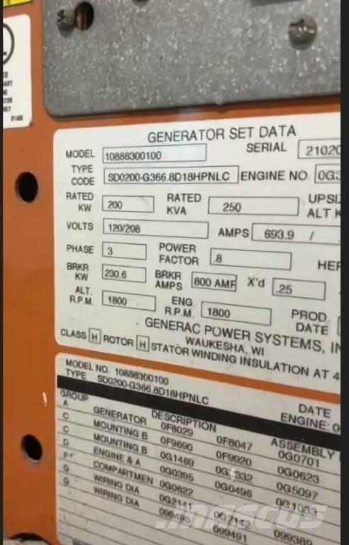 Generac SD200 Generadores diesel