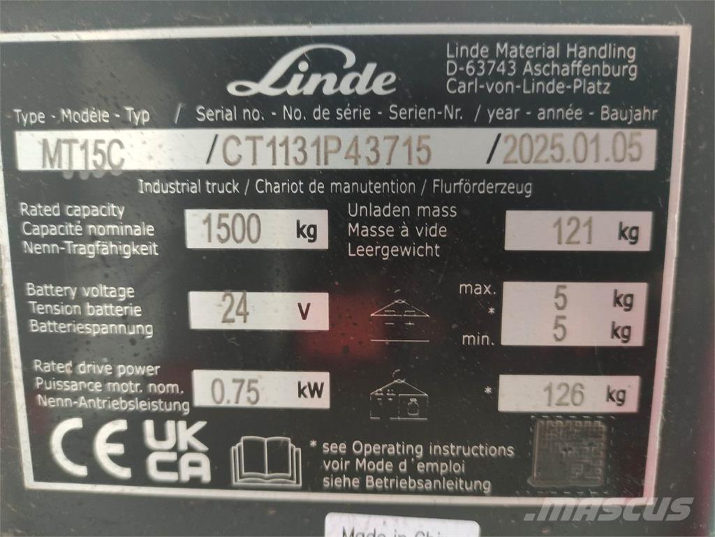 Linde MT15C Transpaletas Electricas