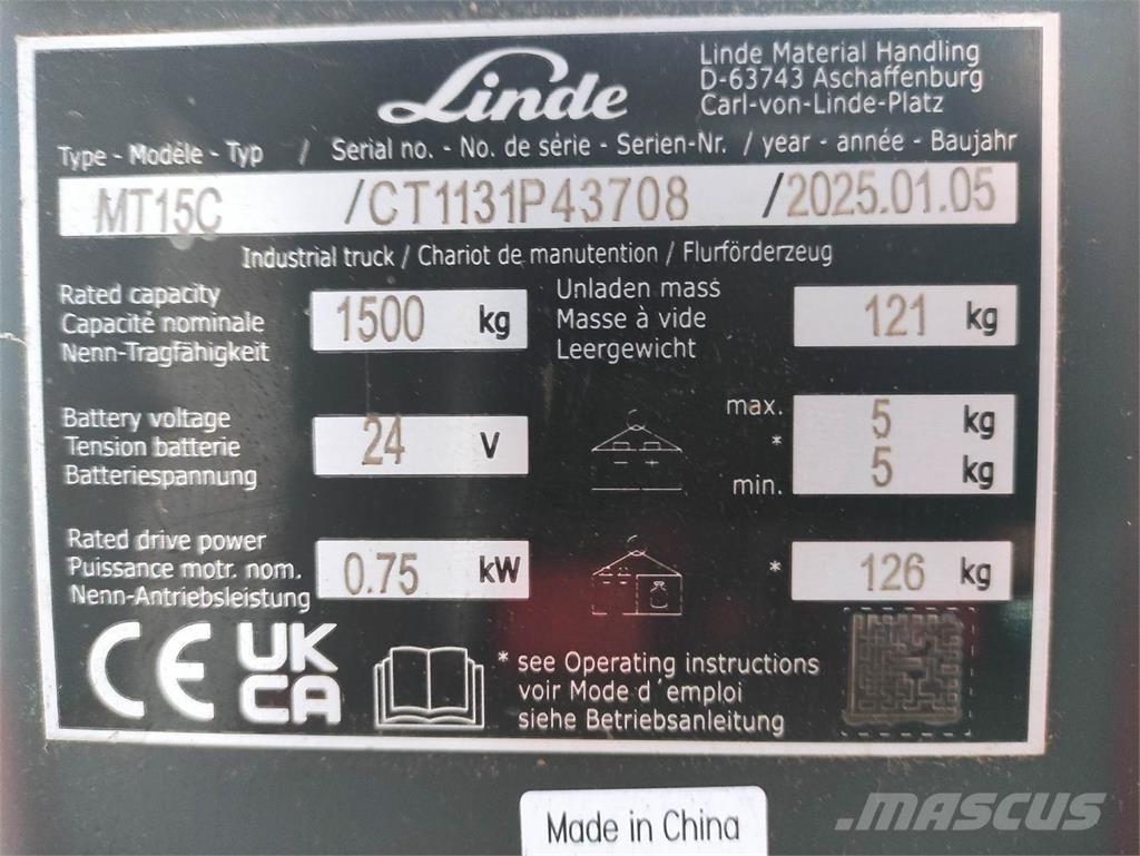 Linde MT15C Transpaletas Electricas