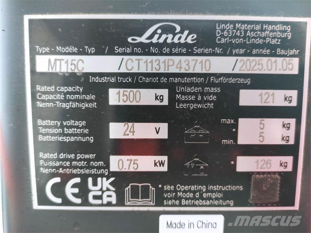 Linde MT15C Transpaletas Electricas