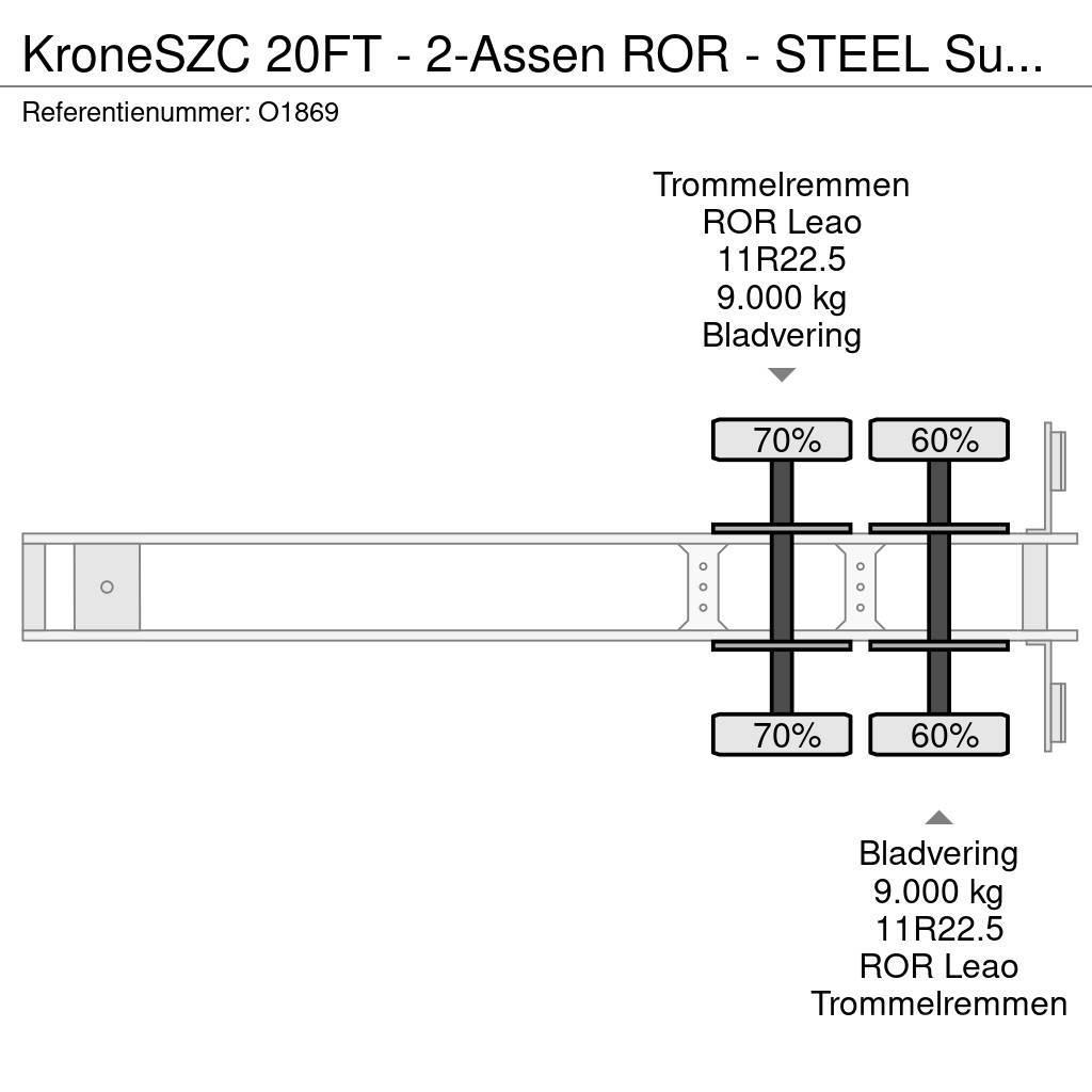 Krone SZC 20FT - 2-Assen ROR - STEEL Suspension - DOUBLE Semirremolques portacontenedores