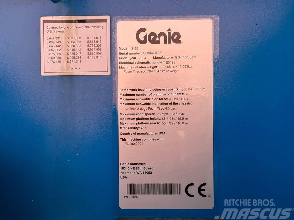 Genie S-65 LIFTING HEIGHT 19,9 m / RATED LOAD 227 kg Otras plataformas elevadoras